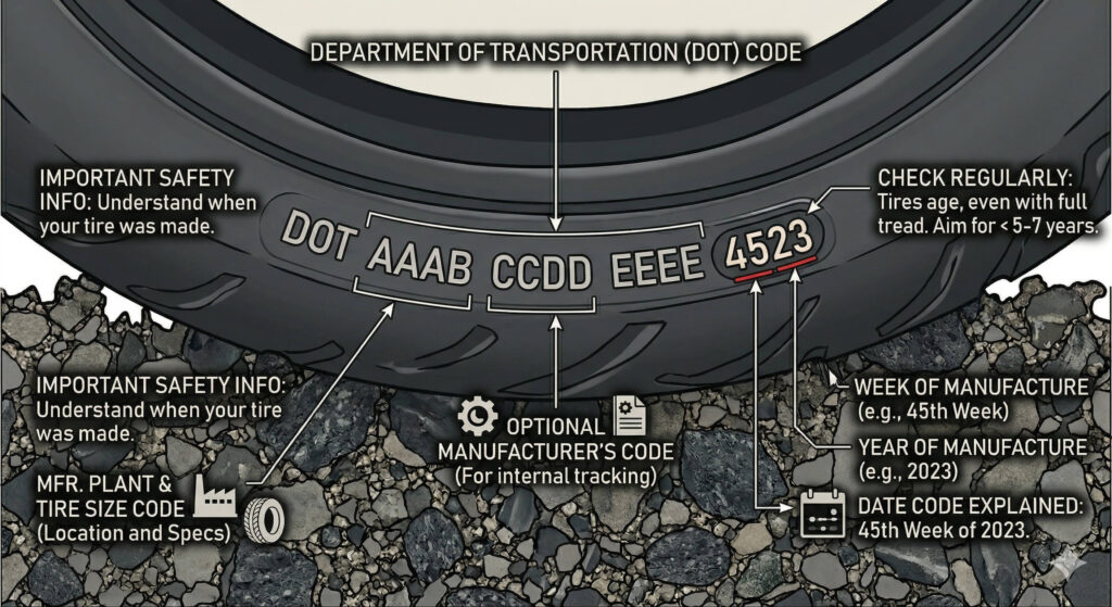 How to read motorcycle tire age - Infographic